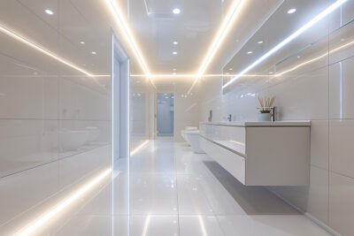 Les options pour un plafond tendu dans une salle de bains humide