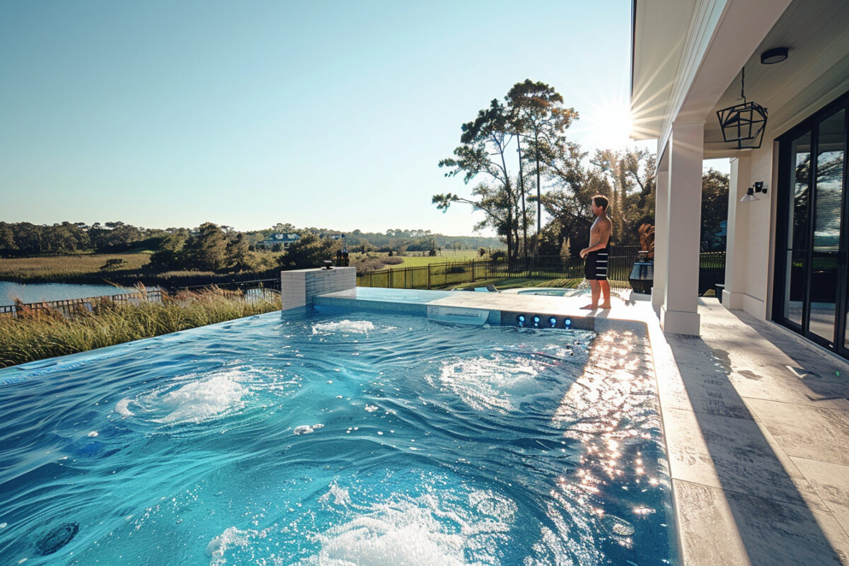 Personnaliser une piscine coque : options de jets d’eau et lumières LED