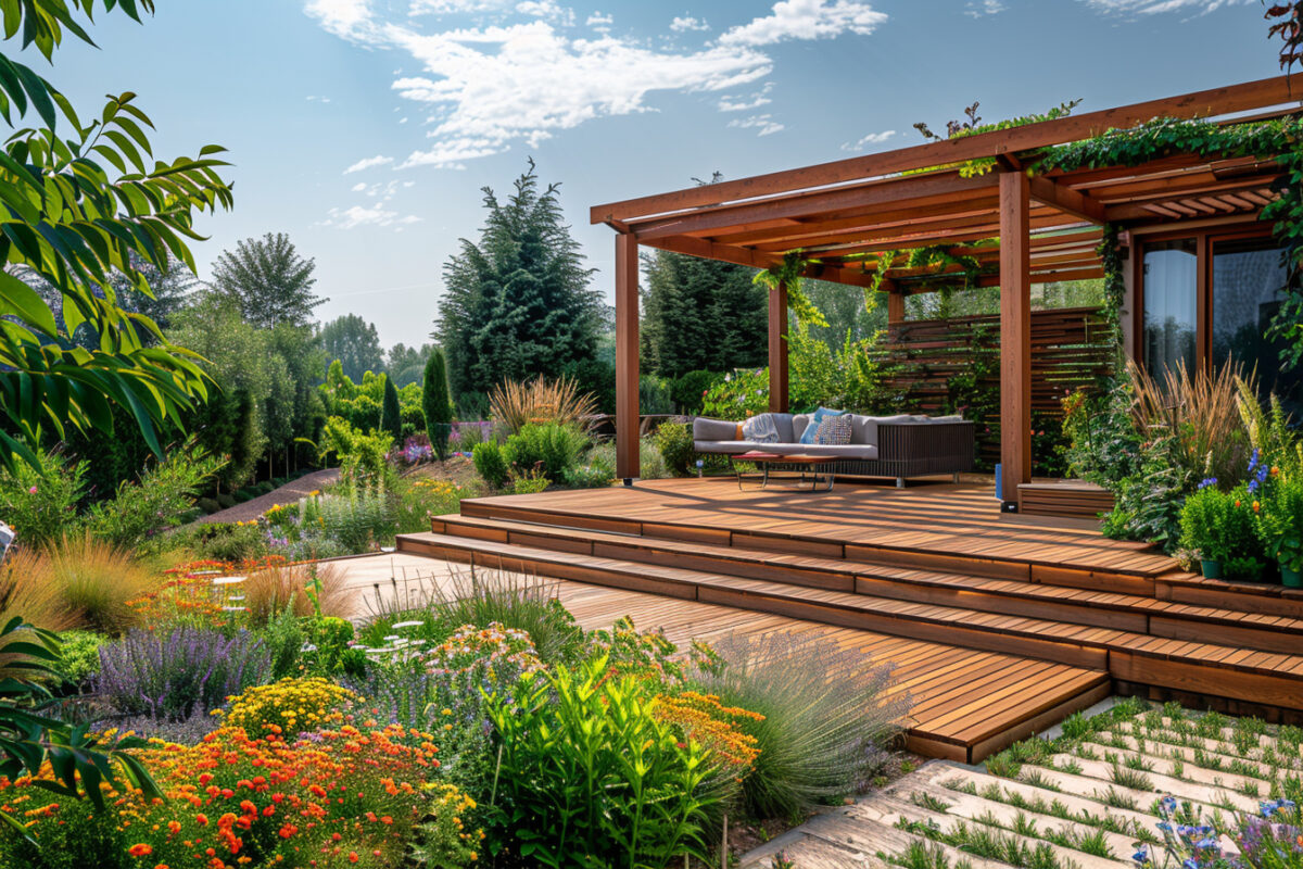 Réussir l’intégration d’une terrasse bois dans un jardin paysager